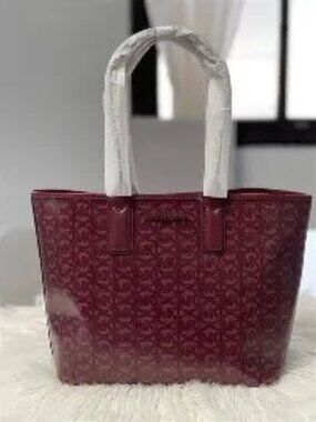 Michael Kors Jodie Monogramed Merlot Xlarge Tote Bag Purse